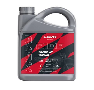Моторное масло LAVR MOTO RIDE BASIC 4T 10W40 SL, 4 л