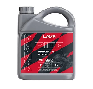Моторное масло LAVR MOTO RIDE SPECIAL 4Т 10W40 SN, 4 л