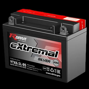 Мотоциклетный аккумулятор RDrive Extremal SILVER YTX6.5L-BS (SL)